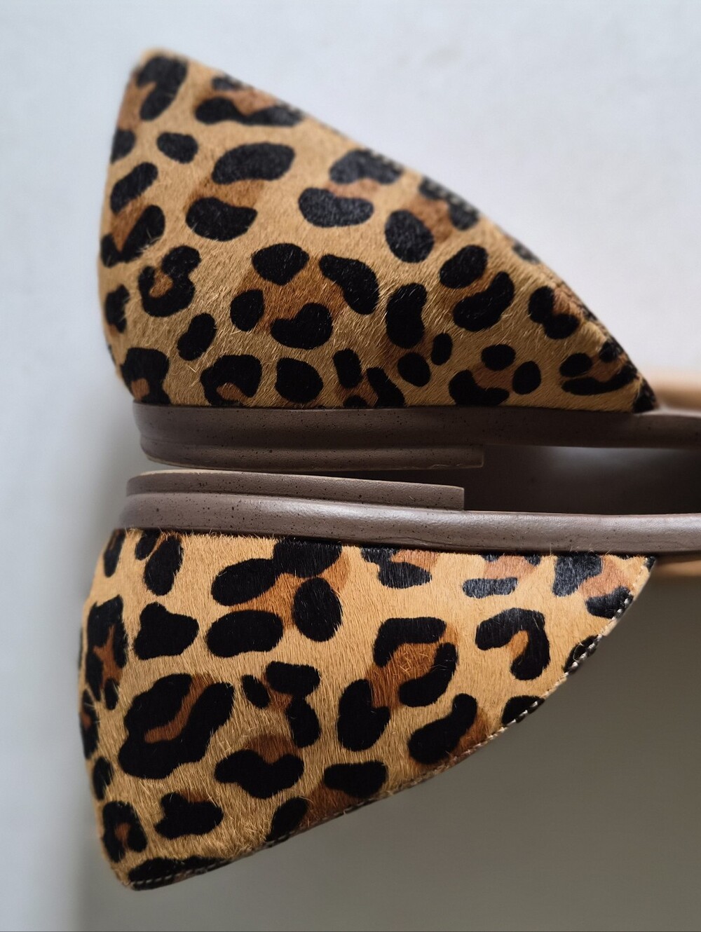 J.Crew Morgan Leopard Calf Hair Peep Toe Flats Size 9.5 Brown Tan Animal Print - Picture 12 of 16